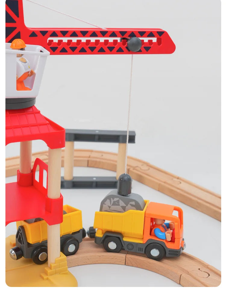 Neues Holzeisenbahn-Schienenset, elektrischer Zug, Magnetauto, Druckguss-Steckplatz, passend für alle Marken, Biro Holzschienen, Montagespielzeug, Jungen-Geschenk