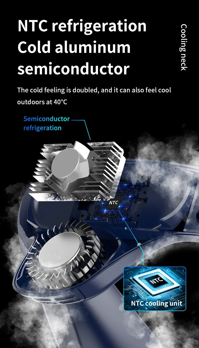 Neuer tragbarer Nackenventilator 5200mAh Nackenklimaanlage wiederaufladbarer Halbleiter-Kühlventilator Persönlicher Outdoor-Ventilator tragbarer Kühler