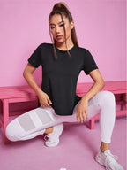 Damen Nahtloses Yoga T-Shirt Weibliches Fitness Crop Top Workout Gym Training Shirts Sportliche Kurzarm Yoga T-Shirts Sportbekleidung