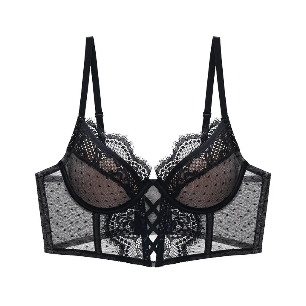 Push-Up-Dessous-Set aus Spitze für Damen, transparentes Chemise mit weichem Bügel-BH, Fischgräten-Teddy, sexy Braut-Flitterwochen-Outfit, S-XL