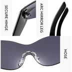 Neue Y2K Randlose Punk-Sonnenbrille Goggle Damen Herren Luxusmarke Wrap Around Sonnenbrille Fünf Sterne Eyewear Sport One Piece Shades