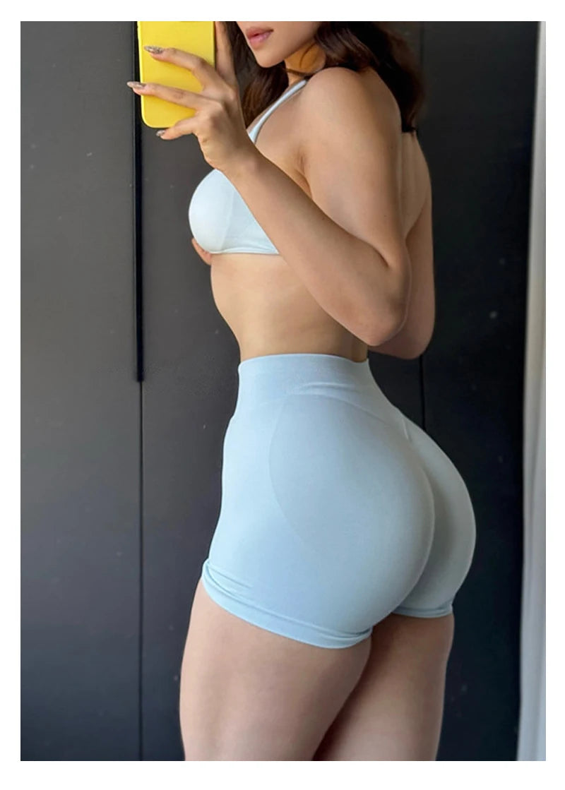 TKITK Shorts Nahtlose Yogahosen Damen Fitness Outfits Shark Bite Shorts für Fitnessstudio Laufen Radfahren Leggings