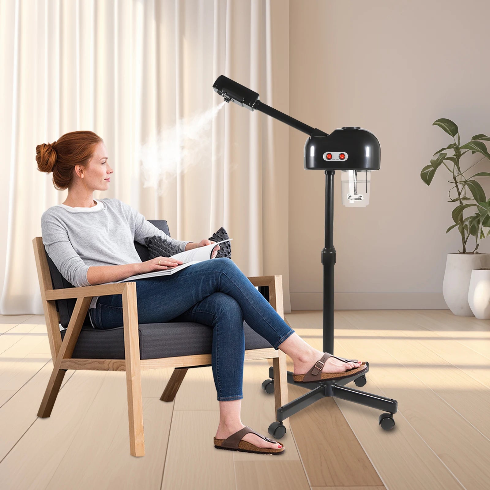 750ML Professioneller Gesichtsbedampfer, 800W Einstellbares Hautpflegegerät, Dampfgerät für Salon, Schönheit und Spa