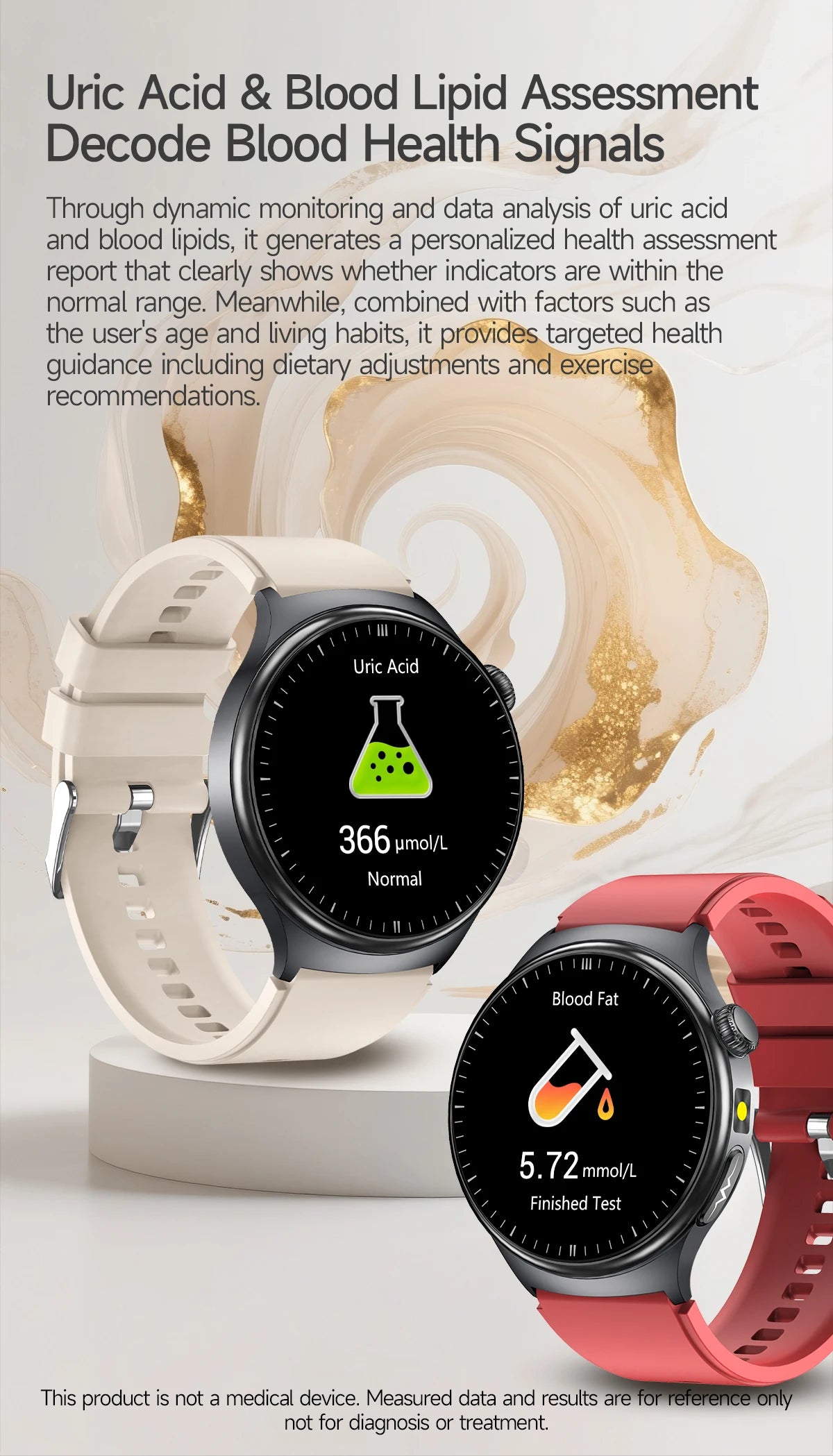 2026 Neue Mikrophysikalische Untersuchung Gesundheits-Smartwatch Herren EKG Harnsäure Lipide Blutdruck BT Anruf Smartwatch Für Android IOS