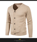 2024 M-5XL Herbst Herren Strickjacke Dünner V-Ausschnitt Basic Elastisch Slim Fit Dünner Pullover Einfarbig Freizeit Vielseitige Jacke