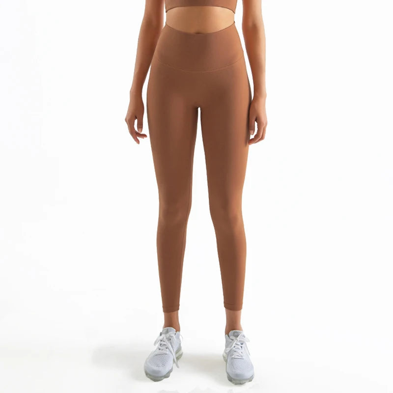 SOISOU Nylon Yogahosen Gym Leggings Damen Mädchen Fitness Weiche Strumpfhosen Hohe Taille Elastisch Atmungsaktiv Keine T-Linie Sporthosen