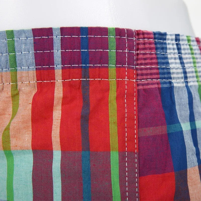 4 Herren-Boxershorts Locker Herrenunterhosen Baumwolle Großes Karomuster Pfeilhose Übergröße Klassische Basics Karo
