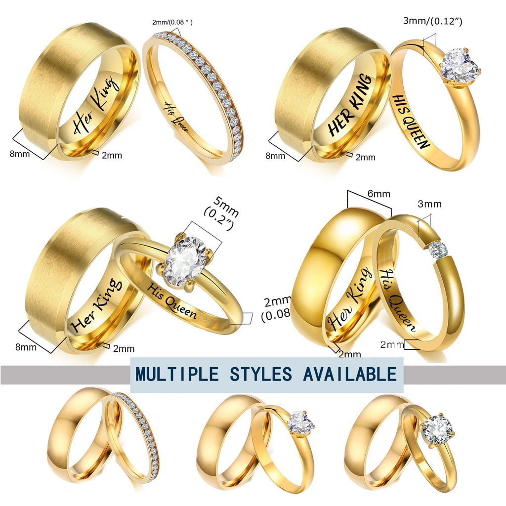 Personalisierte Paarringe als Geschenk mit Karte für Frauen und Männer, PVD-vergoldete Namensringe, Liebesschmuck, Eheringe, individuelle Namensringe, Hochzeitsgeschenke