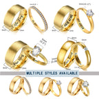 Personalisierte Paarringe als Geschenk mit Karte für Frauen und Männer, PVD-vergoldete Namensringe, Liebesschmuck, Eheringe, individuelle Namensringe, Hochzeitsgeschenke