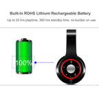 Bunter Stereo-Audio-MP3-Bluetooth-Kopfhörer, kabellos, mit SD-Kartenunterstützung und Mikrofon, 20 Stunden Wiedergabe