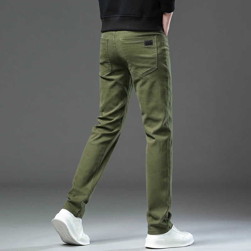 2026 98 % Baumwolle Elastische Baumwolljeans Herren Frühling Slim Straight Denim Hose Komfort Große Größe Koreanische Business Casual Hose