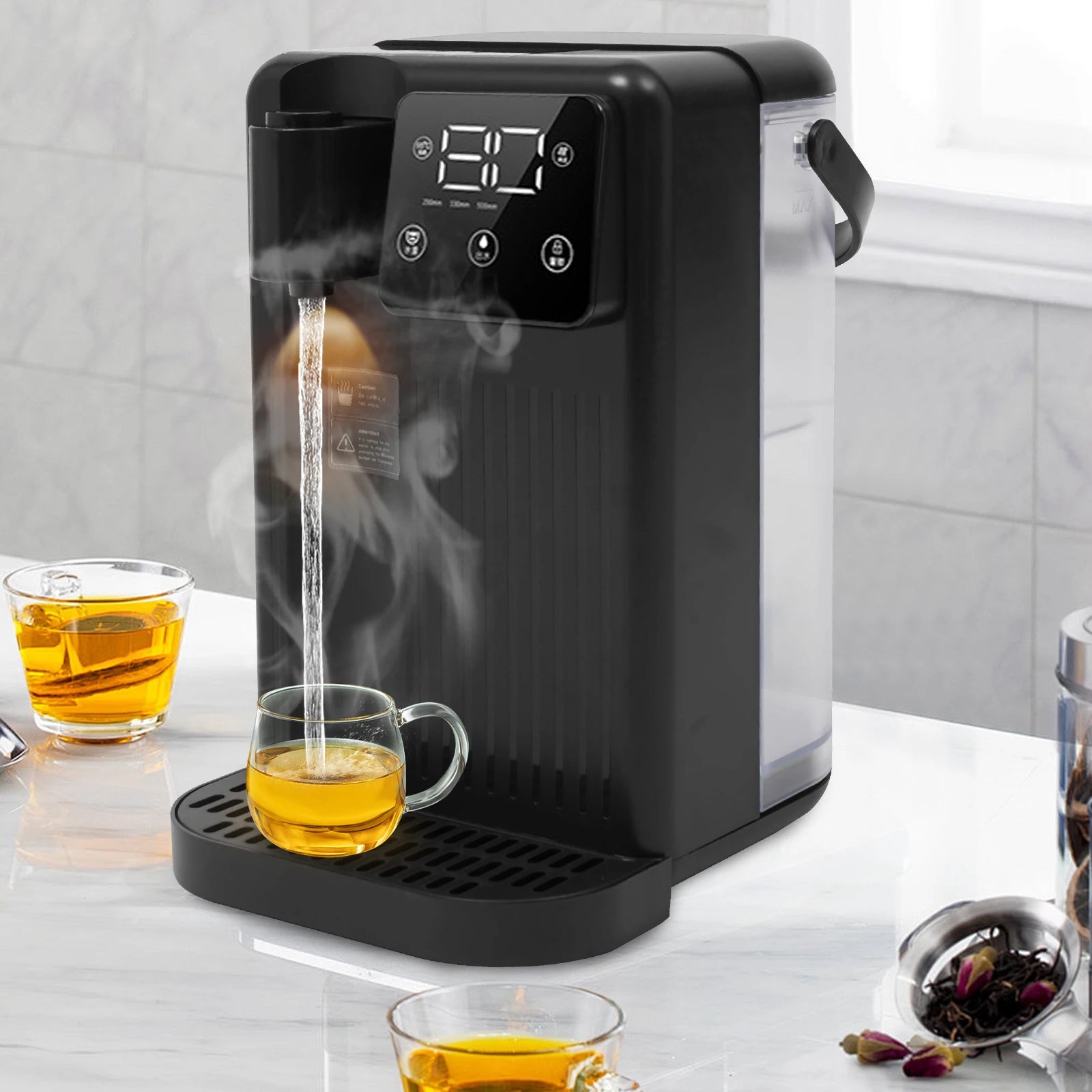1700W 3L Sofort-Heißwasserspender 3s Heizung LED Touchscreen Wasserkocher 25-99°C Temperaturregelung EU Stecker für Zuhause Büro Schwarz