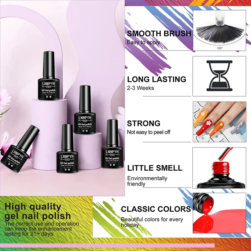 Nagelgellack-Kit mit LED-Nagellampe Semi-Permanent 27 Farben Soak Off Base & Top Coat Nagellack Maniküre-Set für Nagelstudio-Kit