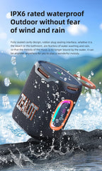S122 25W Kabelloser Bluetooth-Lautsprecher Outdoor Tragbarer Mini Wasserdichter Lautsprecher mit Licht 6000mAh Akku Bass Boost für Outdoor