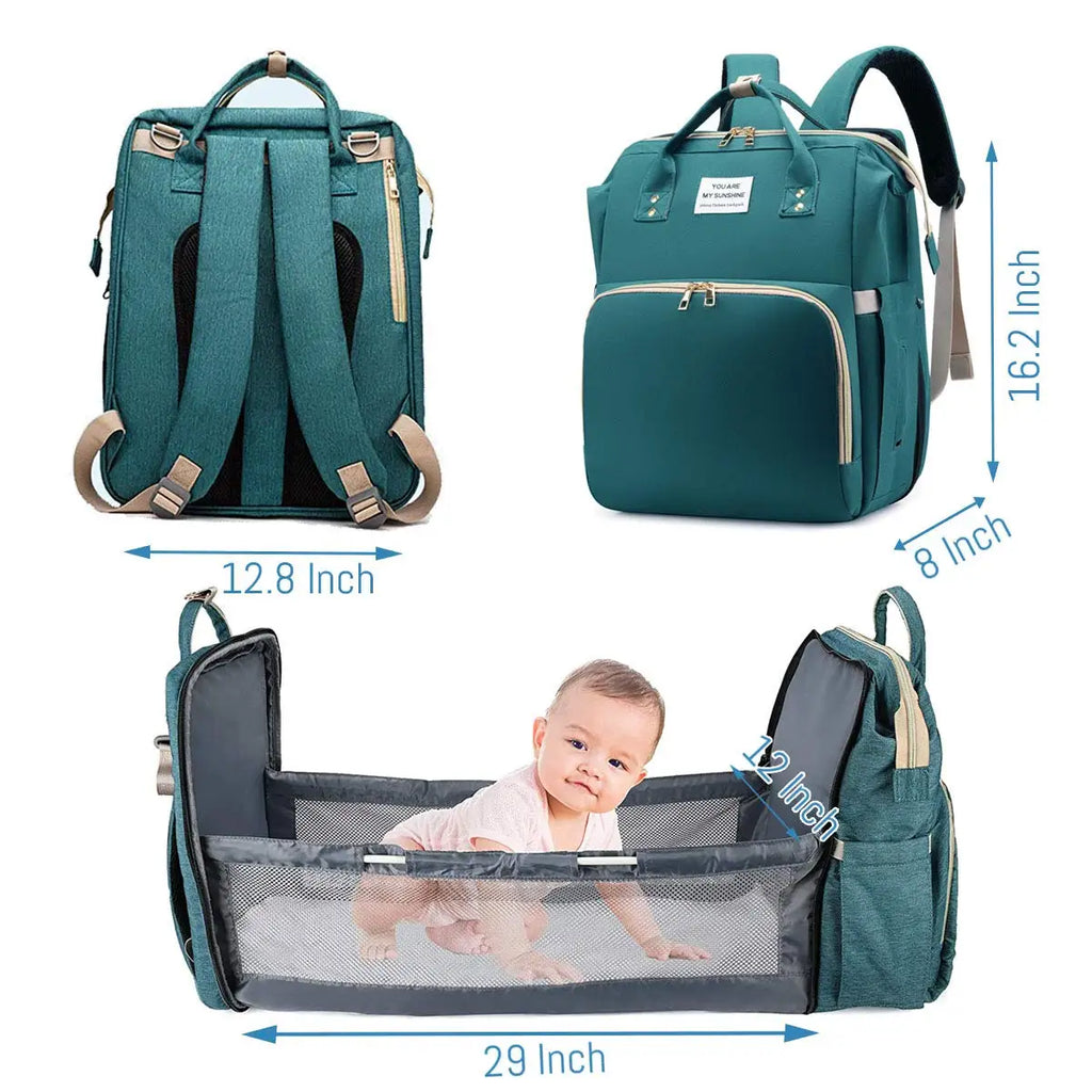 3-in-1-Wickeltaschen-Rucksack, faltbares Babybett, wasserdichte Reisetasche mit USB-Ladefunktion, Wickeltaschen-Rucksack mit Wickelbett, 3 Typen