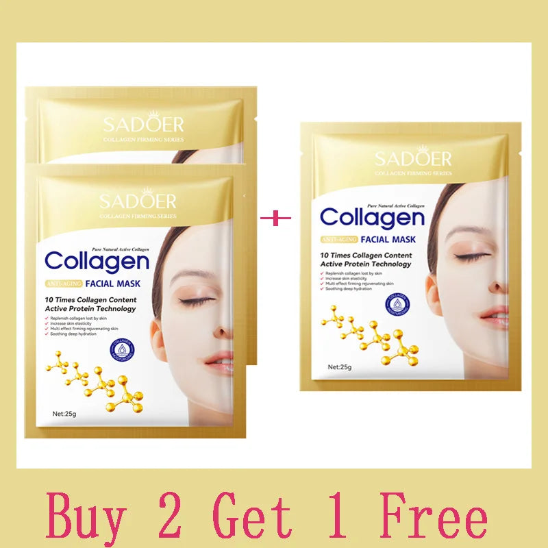 10 Stk. Kollagen Anti-Falten Gesichtsmaske Anti-Aging Mildert feine Linien Strafft die Haut Feuchtigkeitsspendend Aufhellend Hautpflege Koreanische Kosmetik