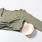 QINACTIVE Damen Yoga Shirts Crop Top Langarmshirts für Damen Yoga Sport Fitness Gym Kleidung Workout Tops