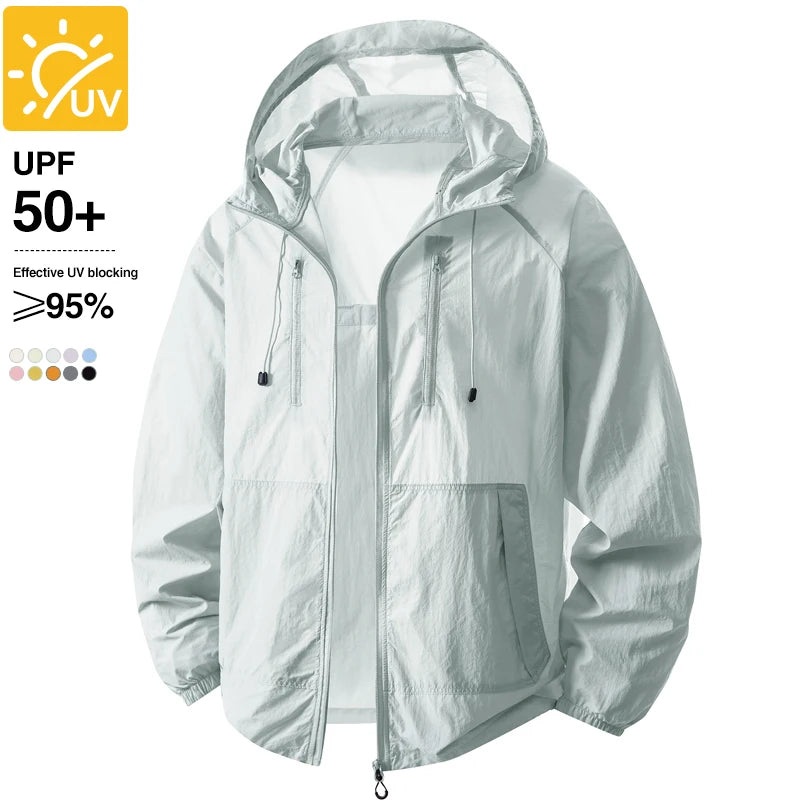 UPF 50+ Sun Protection Clothes Men Women Summer Quick-Drying Hooded Skin Jacket Anti-UV Lightweight Fishing Cycling Hiking Coats Hauptbild