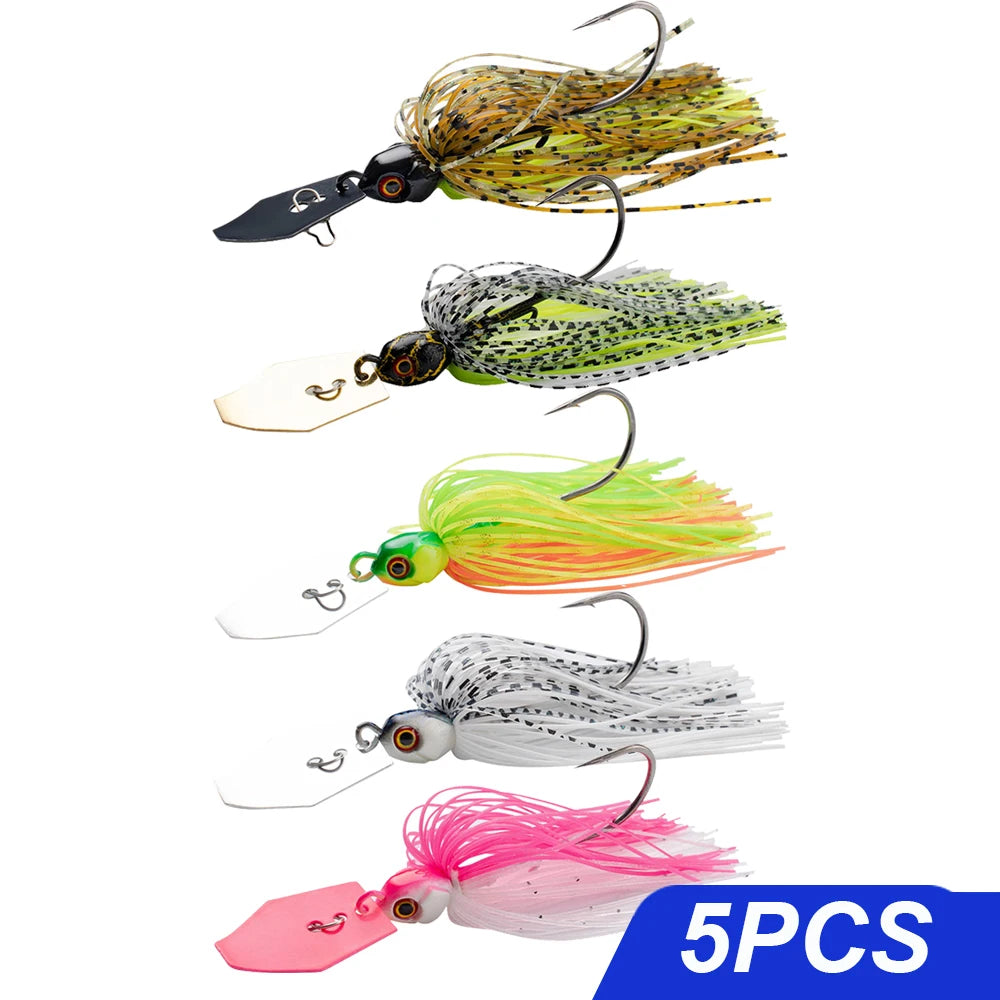 Spinner Bait 7g/9g/12g/14g/21g Angelköder Kit Set Pesca Chatter Weedless Metallblatt Gummifischkopf Haken Draht Spinnerbait