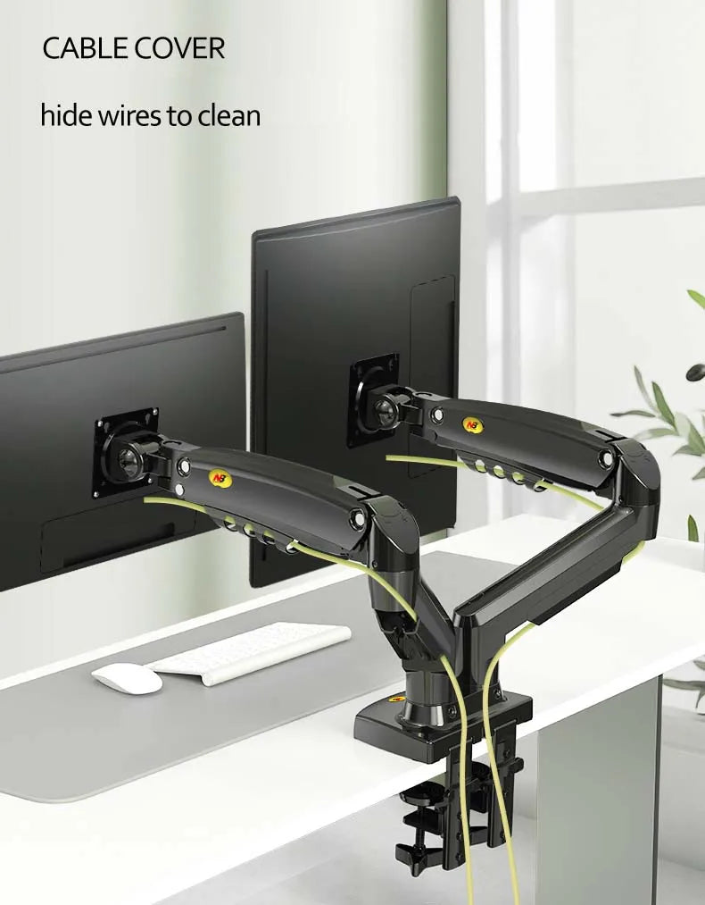 Desktop NB F160 + FP-2 Gas Spring Dual Arm for 17"-27" Monitor Holder + 10"-17" Laptop Support Air Press Mount Stand Load 2-9kg