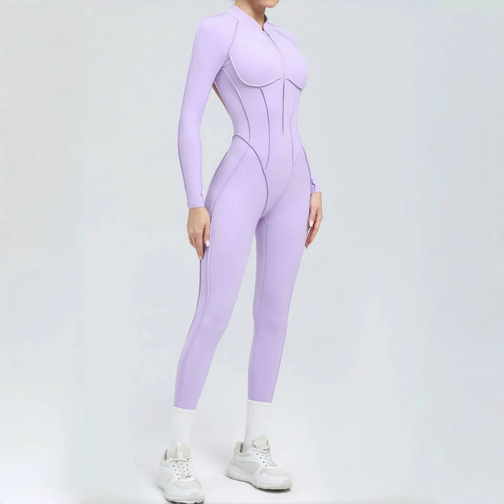 Women's Yoga Jumpsuit Hip Lift Sports Fitness Removable Padding Backless Zipper Leggings One-Piece Running Workout Gym Jumpsuit