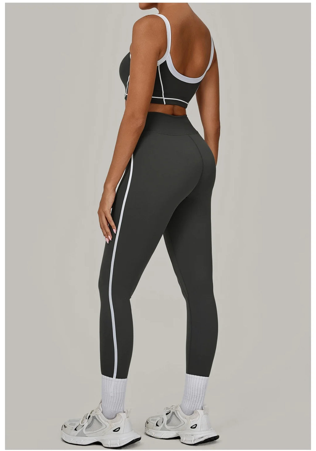 2PCS Damen Yoga-Set Hohe Taille Peach Hip Herausnehmbare Polsterung Sport-BH Hose Fitnessanzug Laufen Workout Gym Leggings Yoga-Set