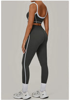 2PCS Damen Yoga-Set Hohe Taille Peach Hip Herausnehmbare Polsterung Sport-BH Hose Fitnessanzug Laufen Workout Gym Leggings Yoga-Set