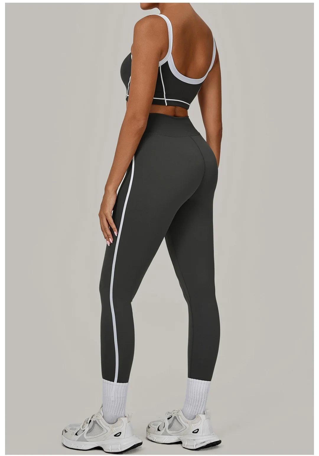 2PCS Damen Yoga-Set Hohe Taille Peach Hip Herausnehmbare Polsterung Sport-BH Hose Fitnessanzug Laufen Workout Gym Leggings Yoga-Set