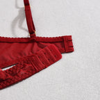 Elegant Lingeries Sexy Hot Exclusive Coffee Bra Belt Thong 3PC with Leg Circles Cute Intimate Lace Tempted Tipsy Set
