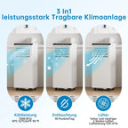 7000 BTU mobile Klimaanlage, 3-in-1 Kühlentfeuchter & Ventilator, 2 Geschwindigkeiten, keine externe Einheit, leise für Räume bis 30 m²