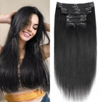8 Stück Clip In Echthaar Extensions 100% Echthaar Clip In Natürliche Haarverlängerungen Glatte Haarteile 14-26 Zoll Remy Haar