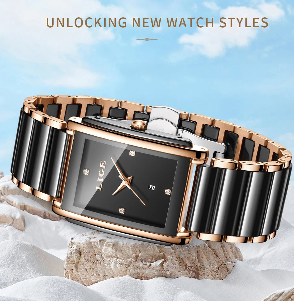 LIGE Mode Elegante Damenuhr Japanisches Uhrwerk Keramikarmband Luxus Damen Armband Quarzuhren Geschenke Reloj Mujer