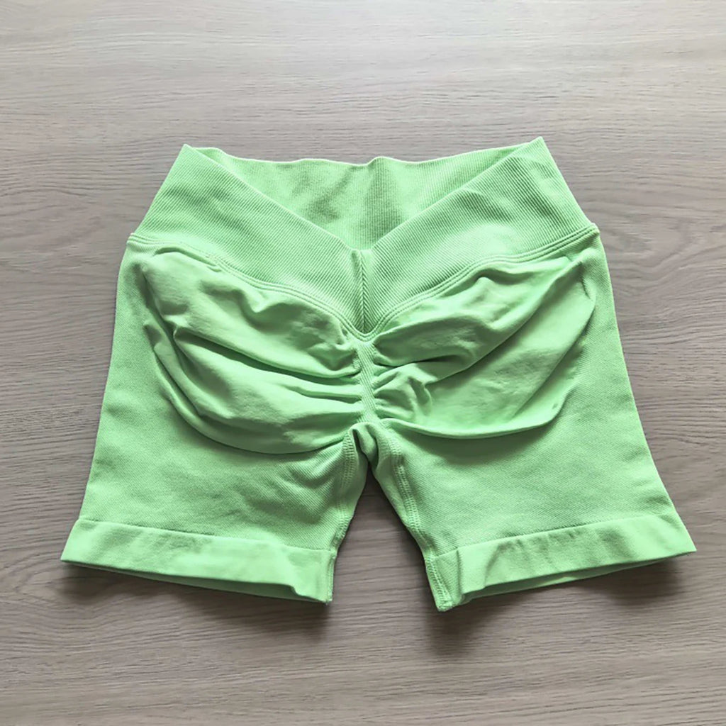 Damen Scrunch Shorts nahtlos V-Rücken Scrunch Booty Shorts Fitness Workout Laufen Yoga Gym Shorts
