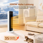 Aigostar Energiespar-Heizlüfter mit Thermostat, 2000W PTC Keramik-Heizlüfter mit Fernbedienung, 70° Oszillation, 4 Modi