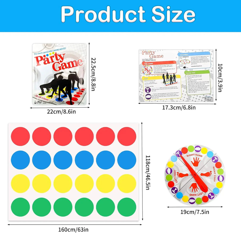Twister Spiel Twister Lustiges Balance Familienspiel mit Drehscheibe Bodenmatte Bodenspiel Geschenk für Kinder Familiengeburtstagsfeier
