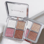 4 Farben Diamant Highlighter Puder Palette Glitzer Gesichtskontur Aufhellen Make-up Schimmer Ultrakonzentrierte Leuchtkraft Kosmetik