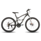 Hiland Mountainbike mit Vollfederung für Herren, 21 Gänge, 26 Zoll Laufrad, Scheibenbremsen vorne und hinten, für Herren, Damen, Erwachsene