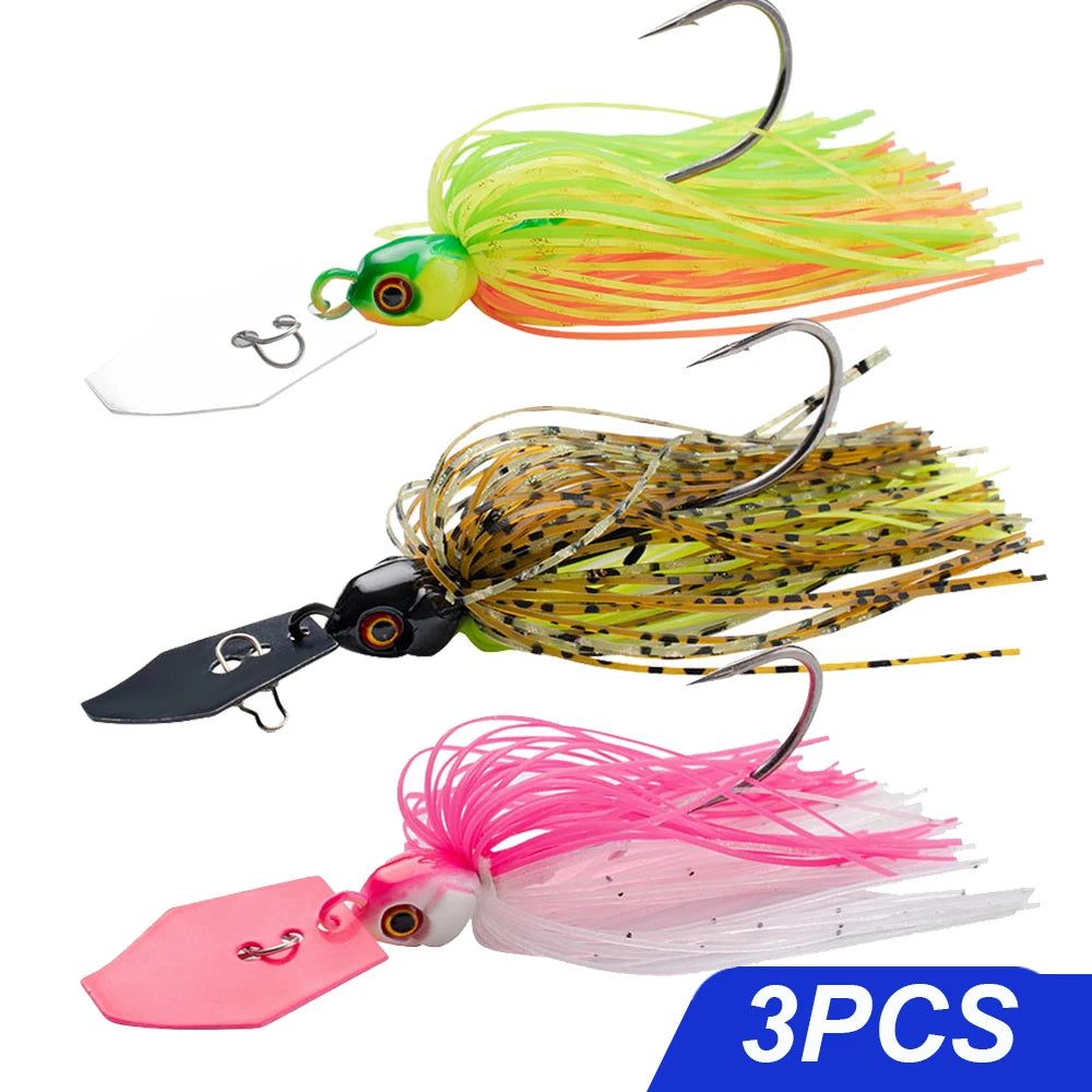 Spinner Bait 7g/9g/12g/14g/21g Angelköder Kit Set Pesca Chatter Weedless Metallblatt Gummifischkopf Haken Draht Spinnerbait