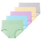 Molasus 5 Stück Damen Baumwollunterhosen Nahtlose Unterwäsche Hohe Taille Volle Abdeckung Damen Slips Set Atmungsaktive Unterhosen Übergröße