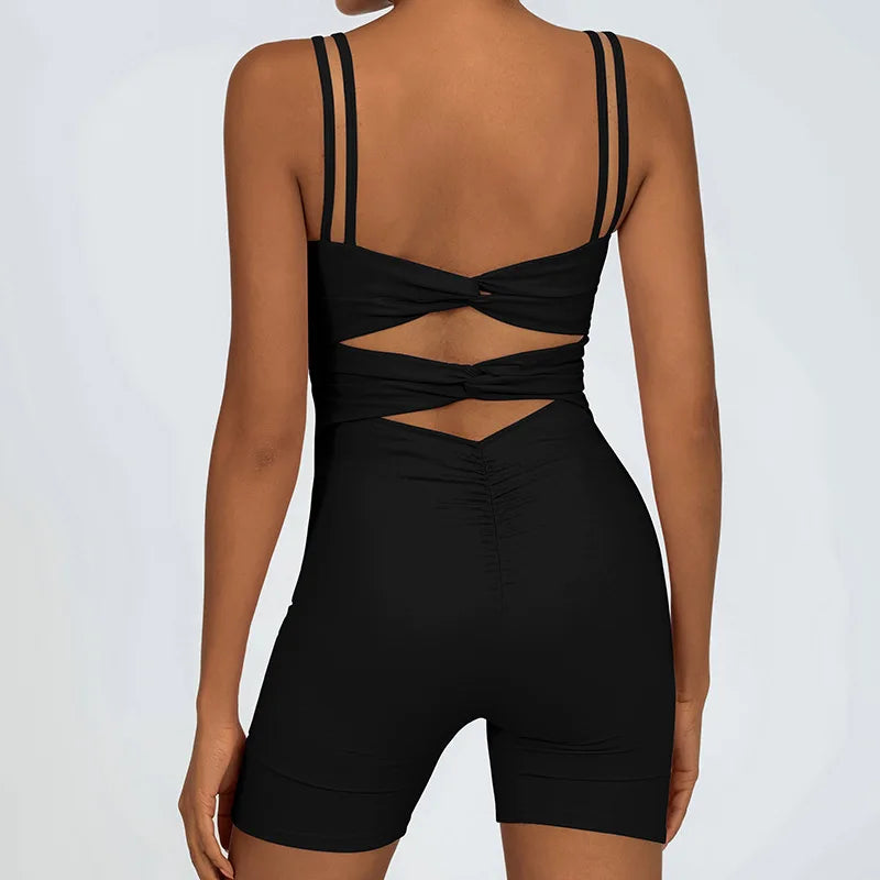 Greenora Damen Workout Strampler Sexy Rückenfrei Yoga Overall Eng Anliegend Body Fitness Activewear Ärmellose Sportbekleidung Einteiler