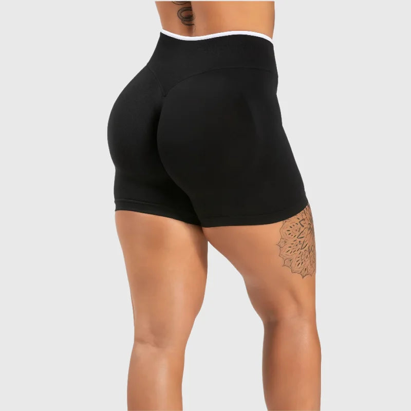 Damen Sportshorts Fitness High Waist Scrunch Nahtlose Yoga Leggings Radlerhosen Workout Lauf Fitness Hosen Zweitbild