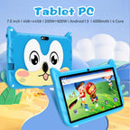 BDF Cartoon-Muster 7 Zoll Kinder-Tablet Quad Core 4GB RAM 64GB ROM Android 13 Google Lernspiele Tablets 4000mAh