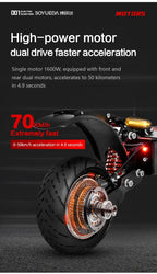 BOYUEDA Q7PRO Elektroroller 3200W Doppelmotor 52V19AH Faltbar 10 Zoll Reifen 70KM/H Höchstgeschwindigkeit 70KM Reichweite mit Sitz