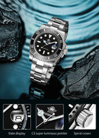ADDIESDIVE Herren-Uhr klassisch mit Keramiklünette 200m wasserdicht Freizeit Quarz-Uhr BGW9 Blaue Leuchtzeiger Geschenk-Uhr MY-H3-2
