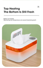 Baby Wipe Warmer Heater with LED Display, Wet Towel Dispenser Portable USB Charge Baby Wipe Warmer Napkin Heating Box Home/Car