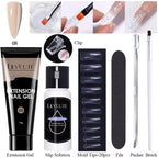 LILYCUTE 15ml Verlängerungsgel-Nagellack-Set Quick Nail Prolong mit Verlängerungsform-Nagelspitzen Acryl-Lösung Maniküre-Werkzeug-Kit