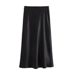 ETJ 2025 Damen Frühling neue elegante Mode All-in-One Stretch High-Waist A-Linie Seidensatin Rock in mehreren Farboptionen