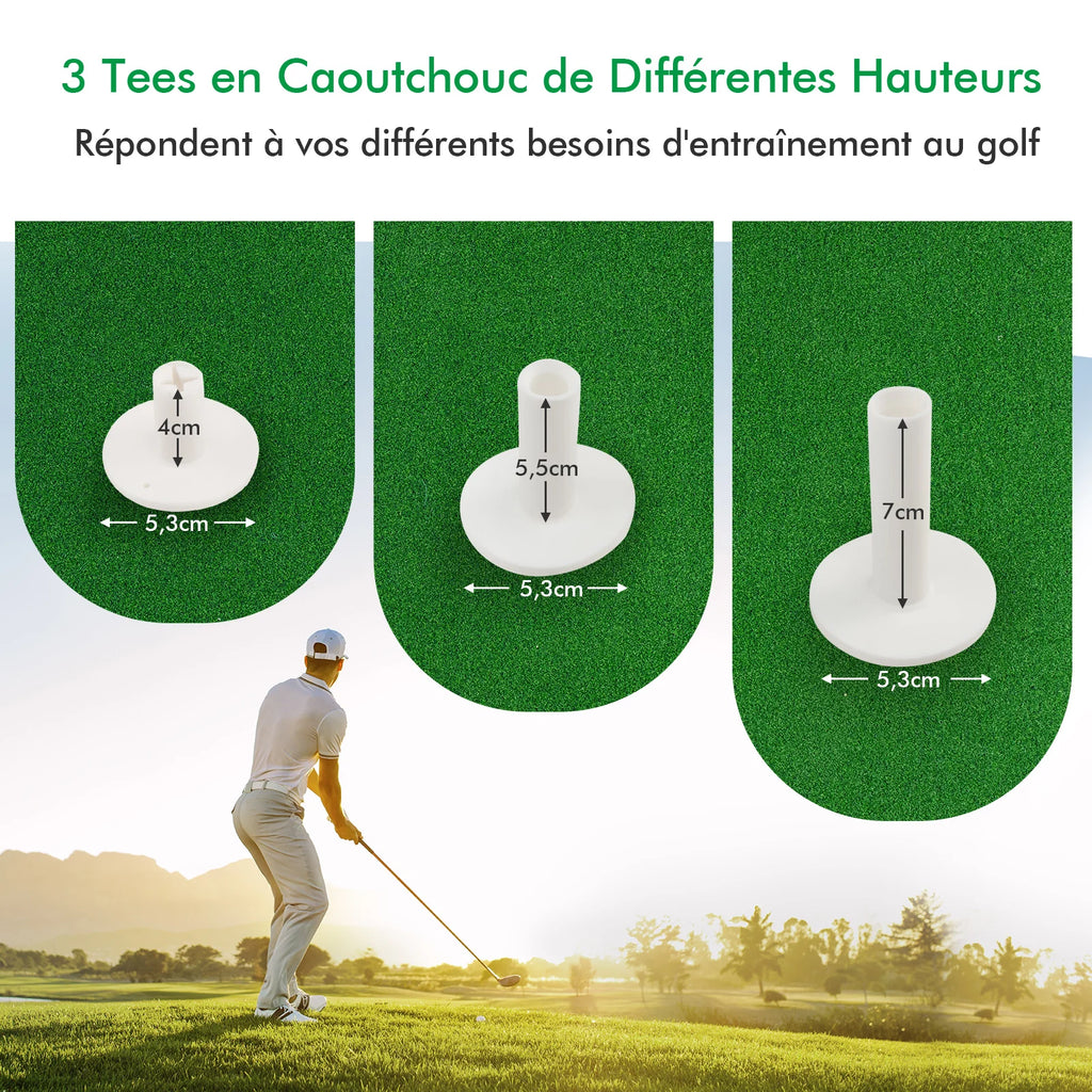 Golfschlagmatte, Reel Feel Golf-Übungsmatte mit Kunstrasen und 2 Tee-Positionen, 3 Gummi-Tees enthalten, Golf Putting