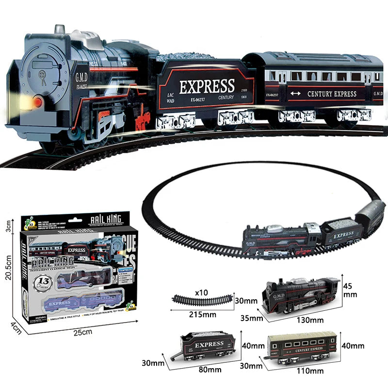 Kinder Retro Elektro-Dampfzug Schienenspielzeug Klassische Eisenbahn Güterzug Hochgeschwindigkeitsstrecken Zugmodell Jungen Spielzeug Weihnachtsgeschenk