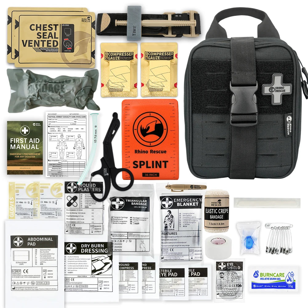 RHINO RESCUE-SE IFAK Trauma Erste-Hilfe-Set, taktische medizinische Tasche für Auto, Zuhause, Reisen, Wandern und Camping, Notfall-Überlebensausrüstung